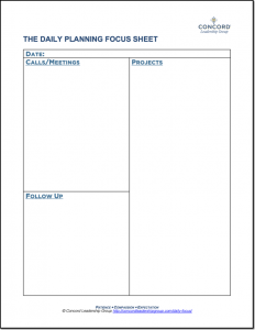 Daily Planning Focus Sheet