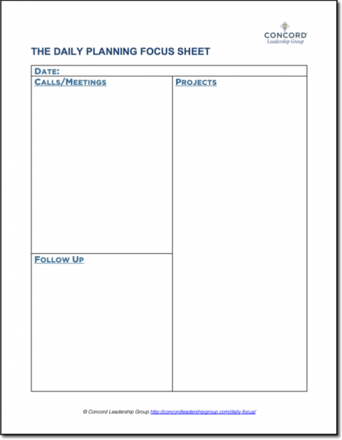 Free Daily Focus Sheet (Printable PDF) | Concord Leadership Group