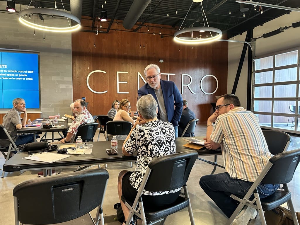 Marc A. Pitman speaking to arts leaders questions