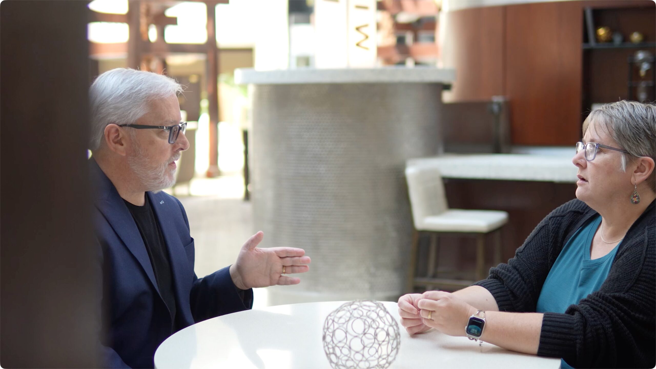 Marc Pitman and Emily Pitman talking about leadership problems
